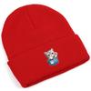 Pocket Cute Cat Print Knit Cap Beanie, Print Pompom Beanies Hip Hop Versatile Elastic Slouchy Knitted Cap Beanie