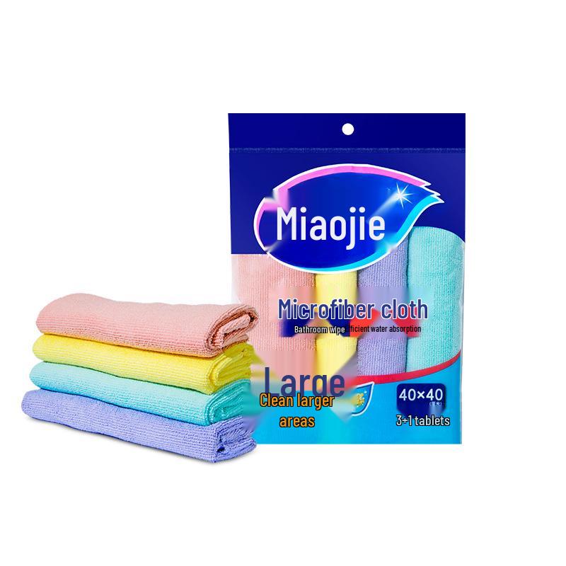 

Miaojie 40x40cm Superfiber Cleaning Cloth, 3+1 Pack, Large Size, Strong Water Absorption, Fine Fiber