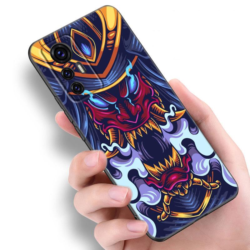 Samurai Oni Mask Phone Case For Xiaomi Mi A2 8 9 SE Note 10 10T 11 12 Lite 9T 11T 12S 12T Pro A3 6X 12X Soft TPU Black Cover