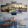 Brooklyn Bridge Manhattan New York Scenery 5 Piece Five Panel Wall Canvas Print Modern Art Poster Home Decor Gift For Him For Her