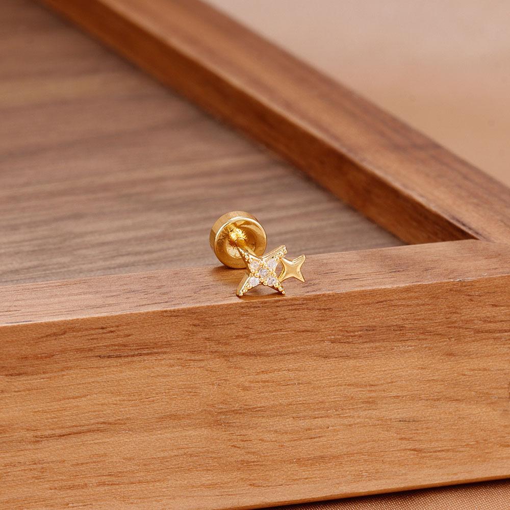 Charm Small Star Earring Minimalist Inlaid Mini CZ Zircon Stud Earrings,Ear Hole Can Be Worn for Sleeping,chic Jewelry Wholesale