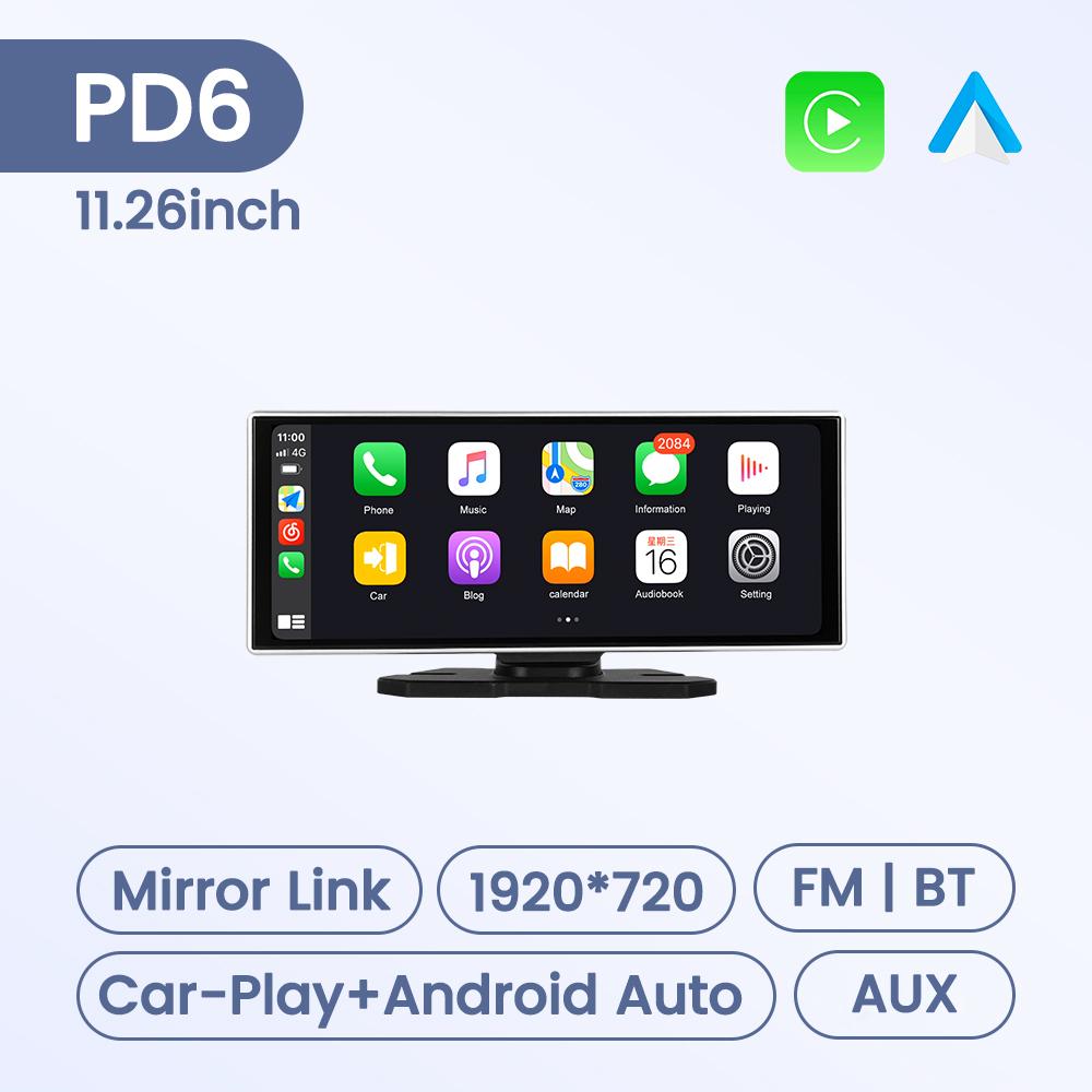 

11,26-дюймовый универсальный автомобильный интеллектуальный экран Carplay и Android Auto, беспроводное подключение, GPS-навигация, приборная панель, камера заднего вида DSP