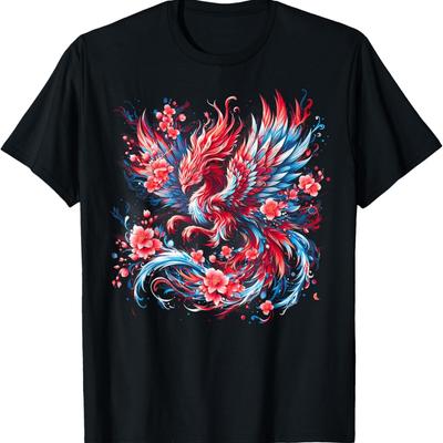 Phoenix and Cherry Blossom  Art Christmas T-Shirt(2)