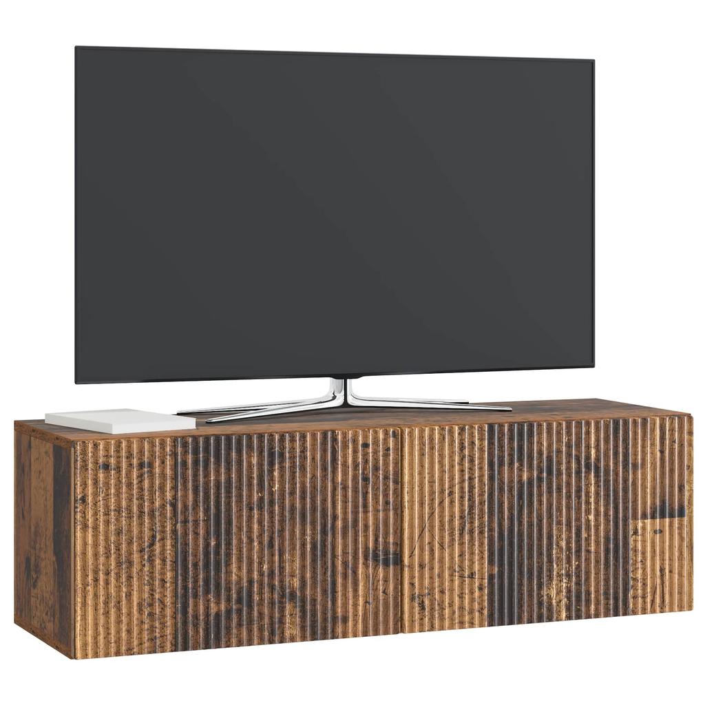 Wall Mounted TV Cabinet Reclaimed Wood Look 98 X 31 X 30 Cm Engineered Wood