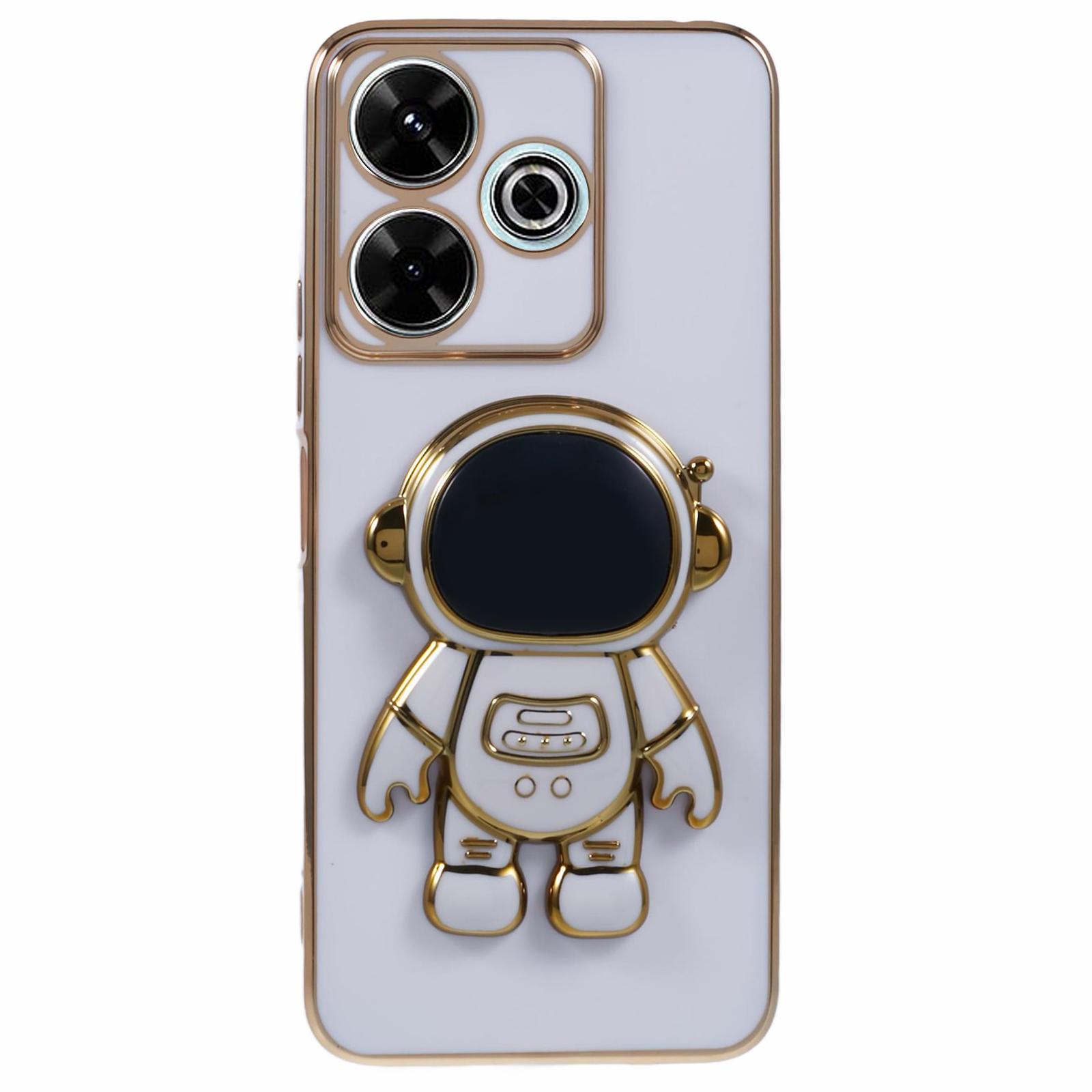 

For Xiaomi Redmi 13 5G/13 4G/Note 13R 5G Case Electroplated TPU Phone Cover Cute Astronaut Kickstand White