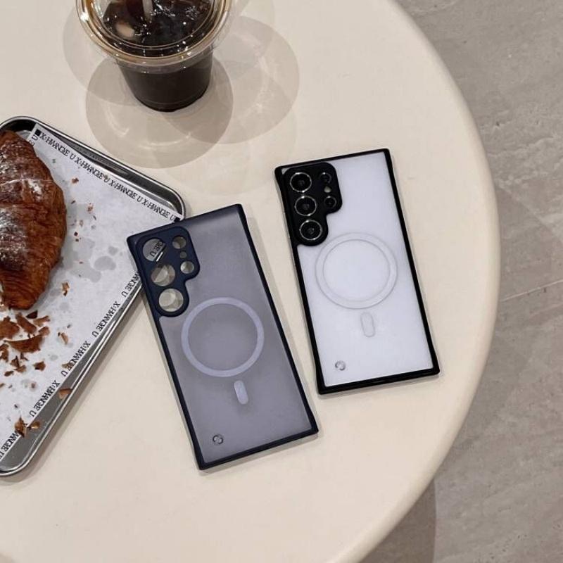 Slim Matte Translucent Frameless Wireless Charging Magnetic Case For Samsung Galaxy S25 S24 S23 Plus Ultra Hard Shockproof Cover