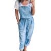 Tuta in Denim Casual Colori Puri da Donna Tuta Lunga Larga Salopette Jeans per Donne Tuta con Vita a Coulisse