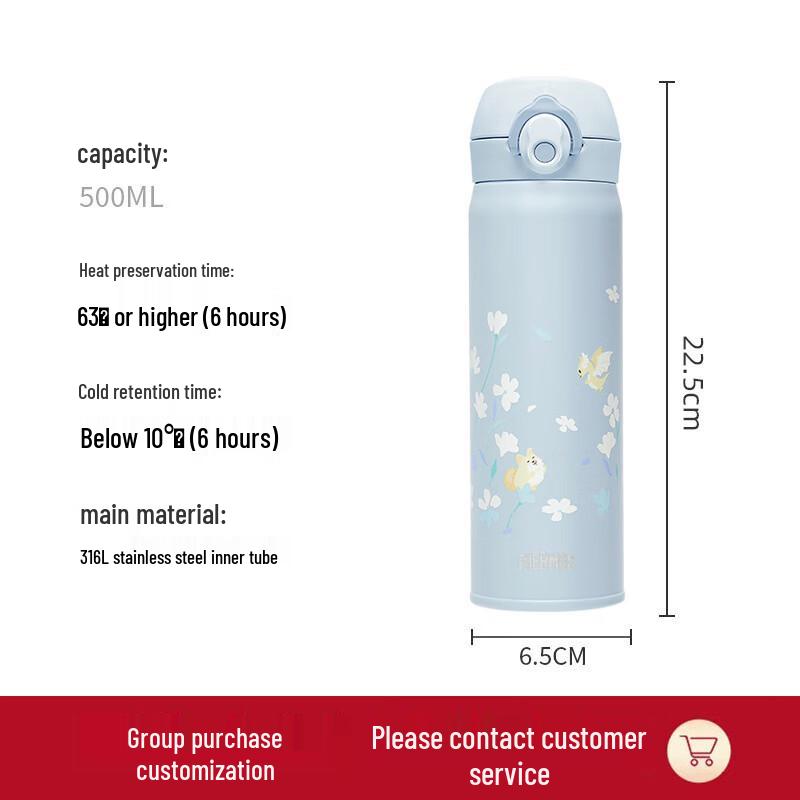 Thermos 500ml 316L Stainless Steel Straw Insulated Cup