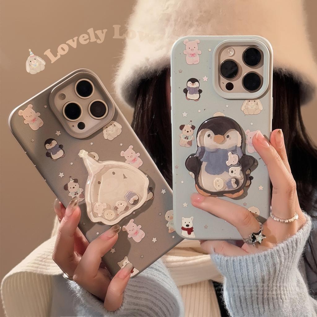 Cute Penguin Rabbit Shakele IPhone17 Mobile Case Apple 15promax Silicone 14 Applicable To 13 Three Dimensional