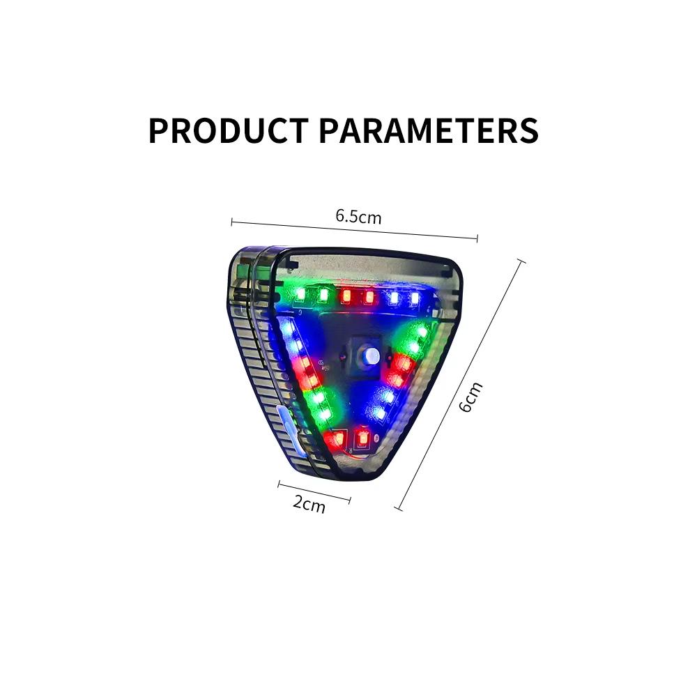Solar Power Strobe Warning Light Multimode Colorful Motorcycle LED Night Rear Collision Flashing Siganl Lamp Car Warning Light
