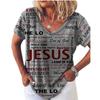 European and American Style Women's Clothing Casual V-neck Short-sleeved T-shirt D Digital Printing Source Wholesale