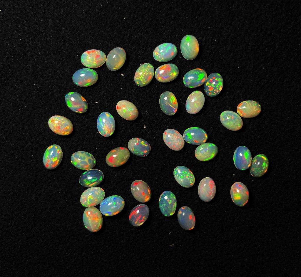 Natural Ethiopian Opal Oval Cabochon Loose Gemstone Lot 15 Pcs 6*8 MM Opal Cabochon Gemstone For Jewelry Making