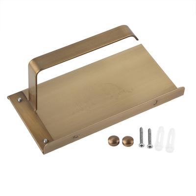 Antique Vintage Brass Toilet Bathroom Paper Holder with Phone Shelf Wall Mounted Bronze Color