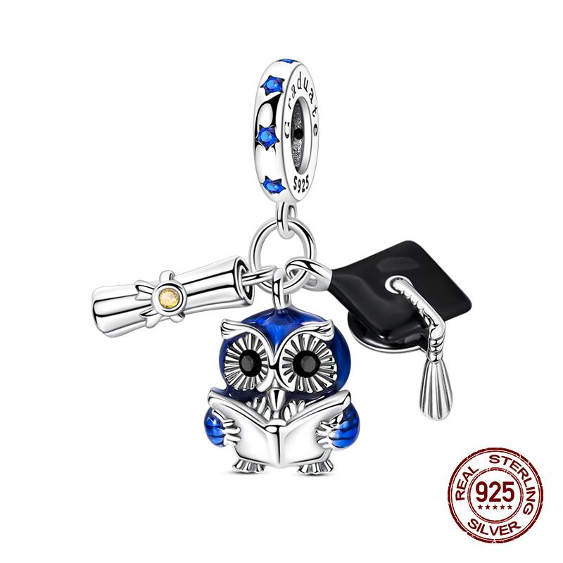 Copper Graduation Season Series Owl Bachelor'S Hat Charms Beads Suitable For 3Mm Original Design Bracelets DIY Style Jewelry