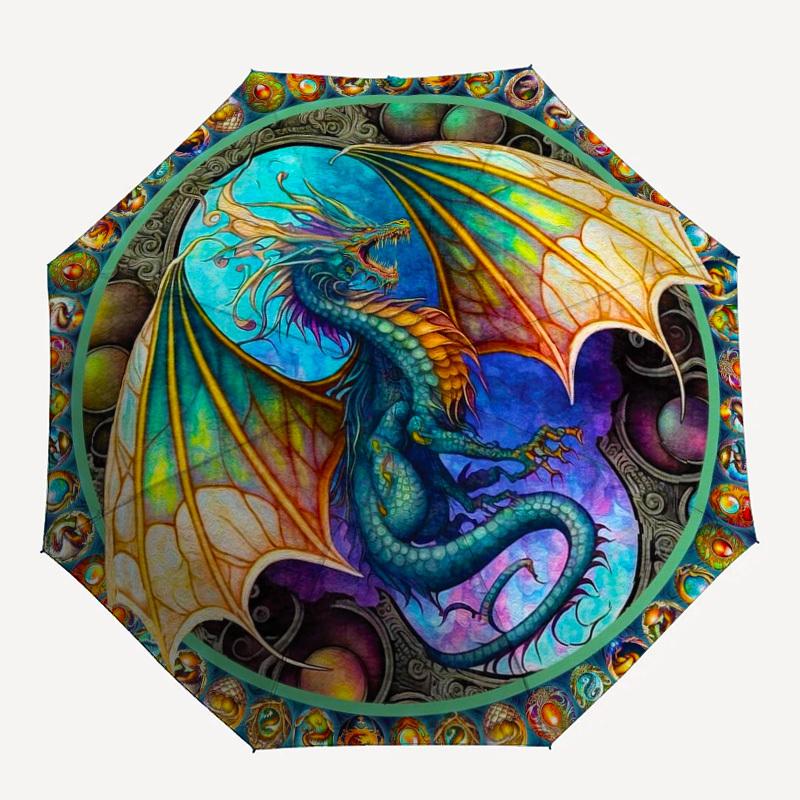 

1PC Dragon Eggs Pattern Small Travel Automatic Folding Umbrella, Compact Windproof Umbrella, Automatic Open/Close ,Gift-091501