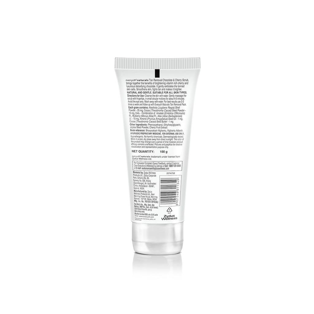 Everyuth Naturals Chocolate Cherry Tan Removal Scrub 100G Pack Of 2 Brightening Detox Face Body