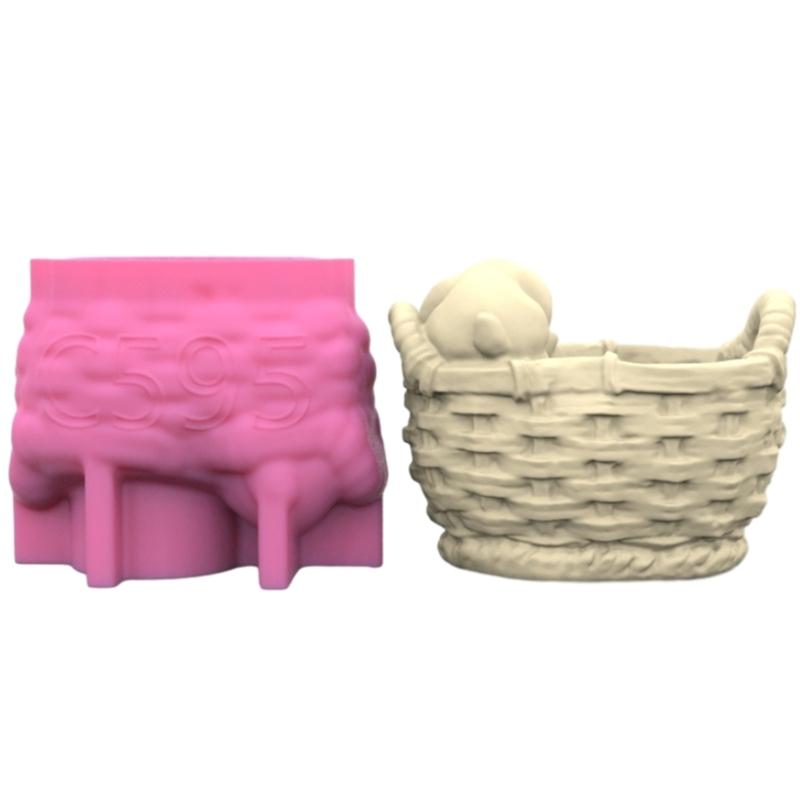 Durable Silicone Mold Woven Flower Basket Flower Vase Epoxy Molds Succulent Planter Pots Casting Mould Home Decorations