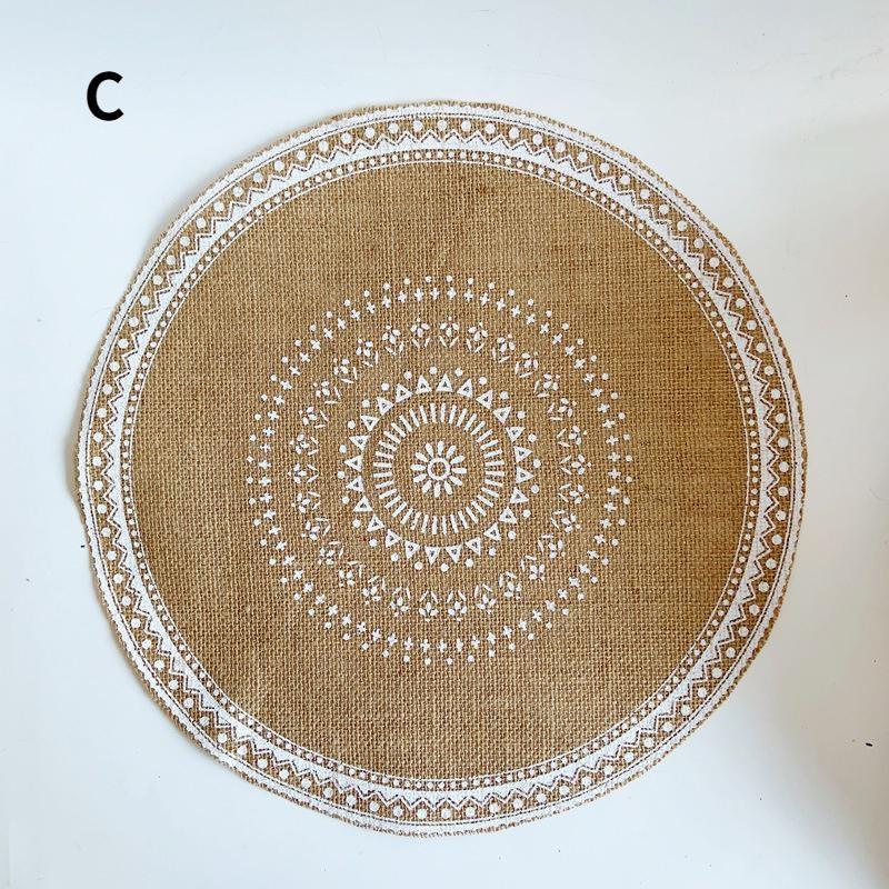 1PC Rundes Tischset mit Blumendruck im nordischen Stil, rutschfestes Tischset, Wärmedämmung, Möbeldekorationsmatte, Kaffeetassenmatten