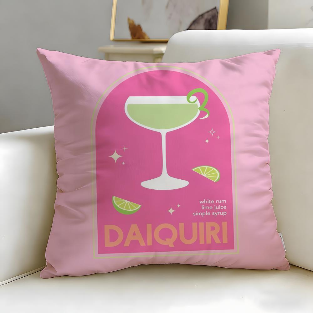 beverage theme Daiquiri Cocktail Cushion Cover Soft & Easy-Wash Pillow Case – Versatile for Couch, Bed, Travel and Office