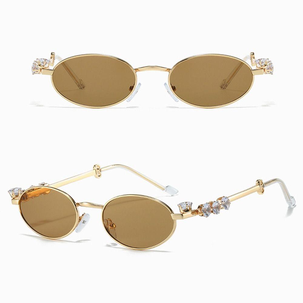 Bling Rhinestone Sunglasses Y2k Anti-Blue Light Spectacles Convenient Retro Frame Eyewear Unisex