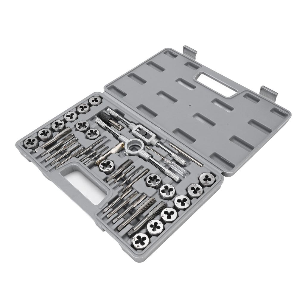 40 Piece SAE Tap and Die Set 4 To 1 2 Inch Alloy Steel Unc Cool UNF FINE NPT Threads Threading Tool Kit