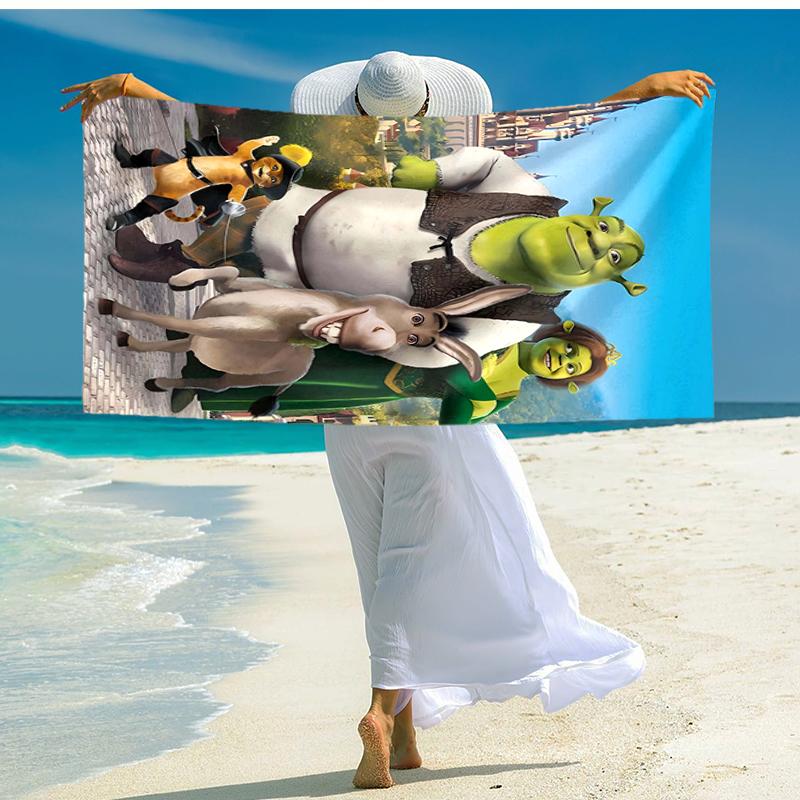 1pc Shrek3 Beach Towel, Comfortable and Thick, and Swimming/Bath/Picnic/Camping Towel, Suitable for Seaside Beaches