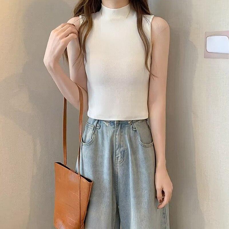 Women Knitted Tank Top Summer Fall Slim Sweater Short Sleeveless Solid Spring Autumn Sweaters Pullovers