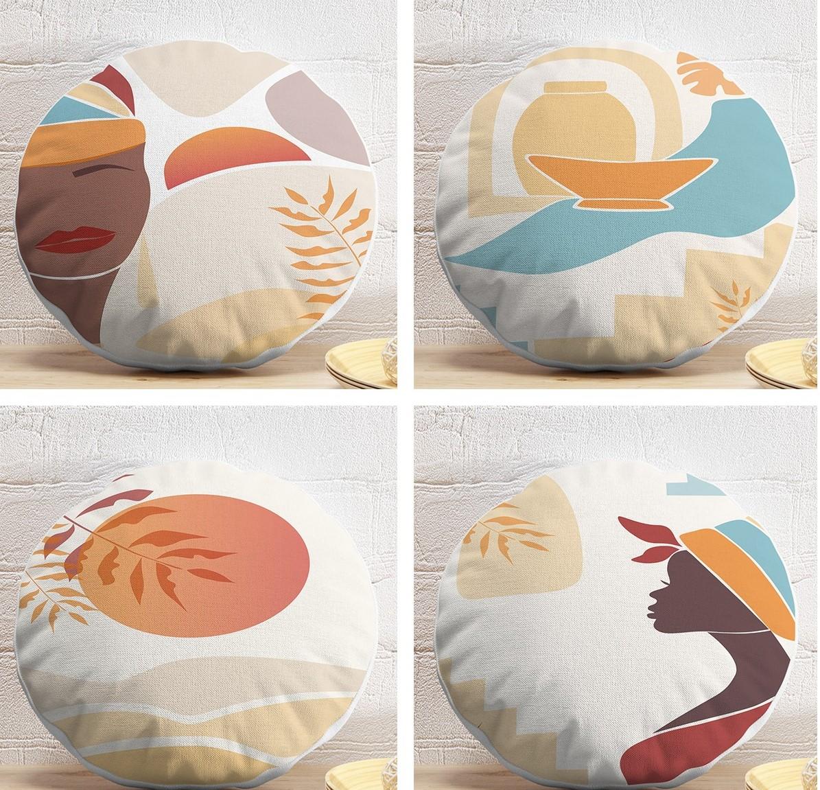 

Набор из 4 современных круглых подушек с рисунком африканской женщины Onedraw на красочном фоне