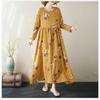 New Color Round Neck Retro Long Skirt Cotton Linen Dress