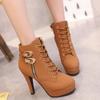 Plus Size Ankle Boots Women Platform High Heels Female Lace Up Shoes Woman Buckle Short Boot Casual Ladies Footwear
