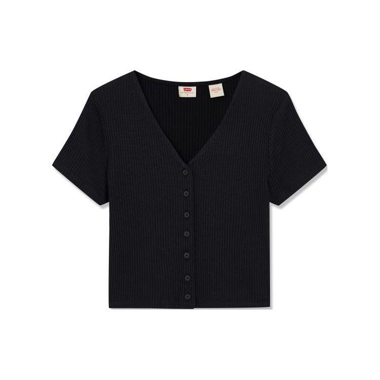 

Футболка Levis Solid Color Round Neck Single Button с коротким рукавом и сплошным узором, женская, черная A7182-0001 S