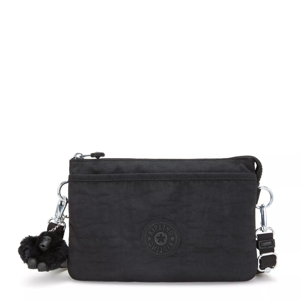 Kipling Riri Metallic Crossbody Black x x Bag, Noir, 9.5"L 6.25"H 2.5"D