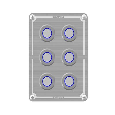 6-Way Stainless Illuminated Switch Panel (Blue)
