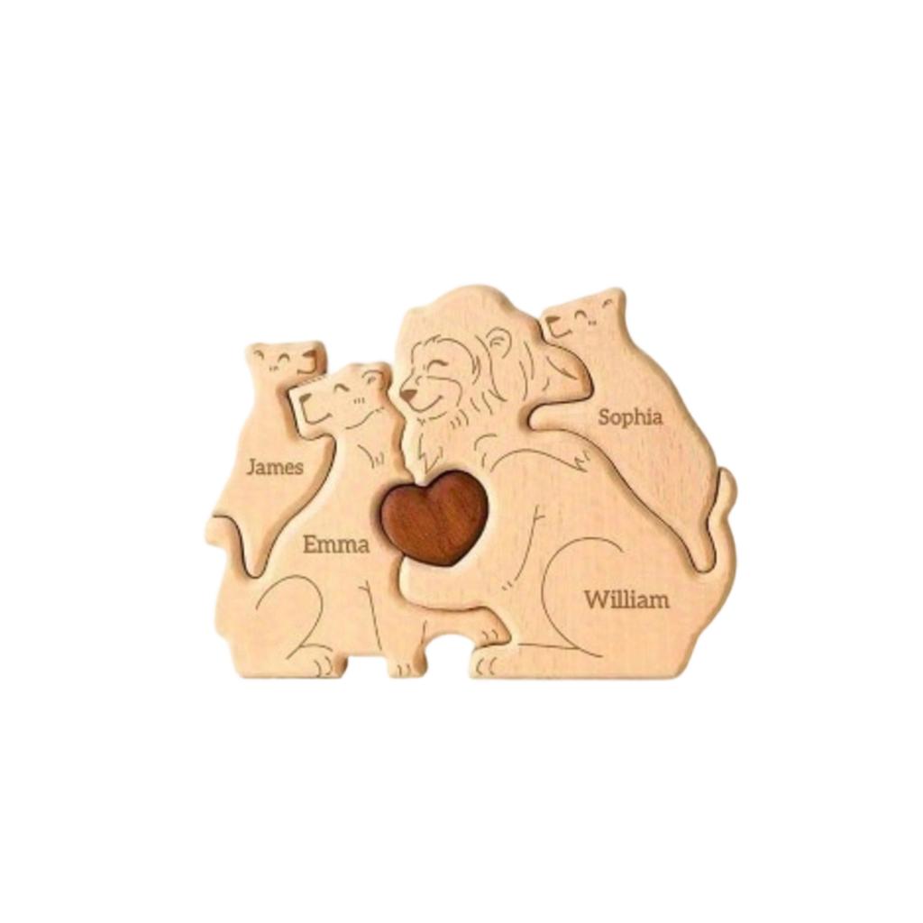 Wooden Family Puzzle Set, Home Decor, Carved Ornament, Party Decoration