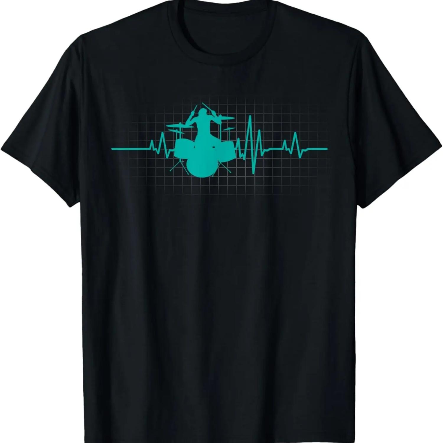 

Heartbeat Drums T-Shirt for Drummer T-Shirt XXXXXL чёрный