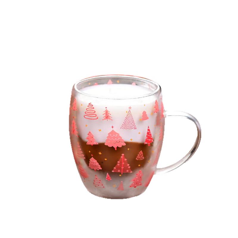 Set of 2 Pink Christmas Tree Glass Cups