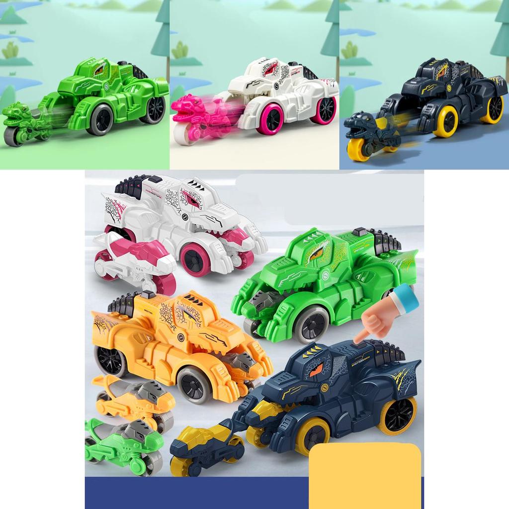 New Dinosaur Tank Inertia Glide Ejection Car Simulation Shape Boy Girl Parent-child Interactive Educational Toy White