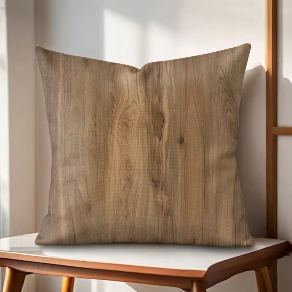 Classic Wood Grain Cushion Cover Natural Linen Organic Fabric DoubleSided Printing Couch Pillow Covers Home Decor