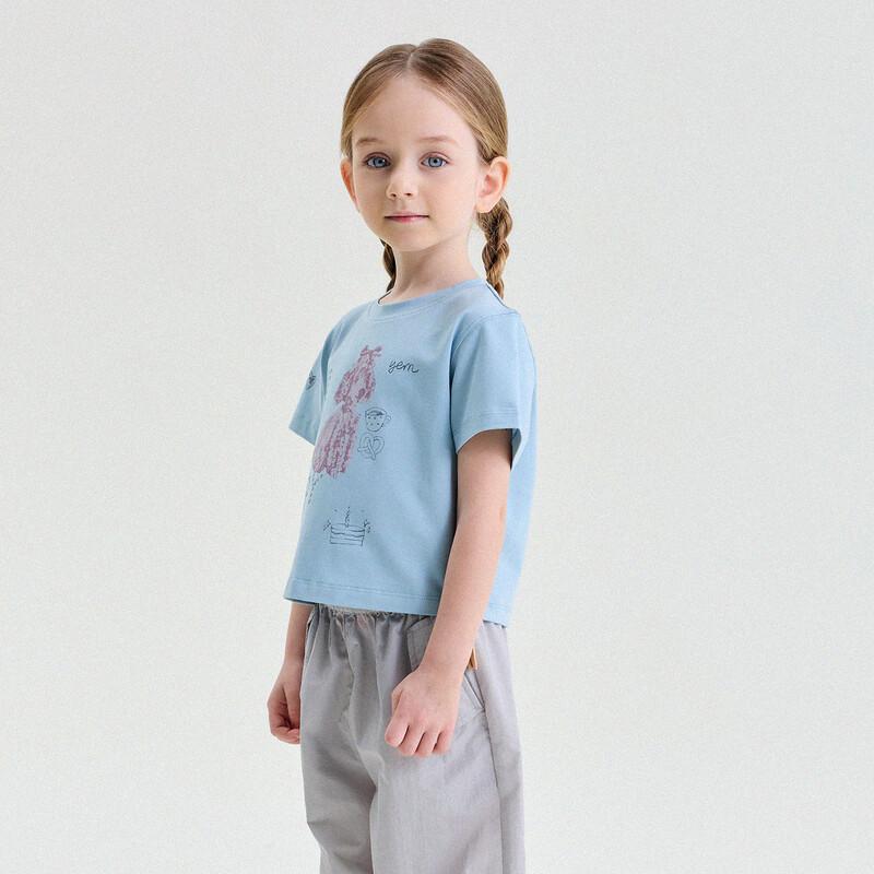 Girls  Cartoon Print Short Sleeve T-Shirt 100
