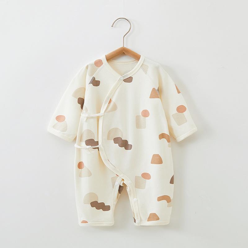 Pure Cotton Long Sleeve Baby Romper with Double Layer Belly Protection - Spring/Autumn Butterfly Harem Suit for Newborns