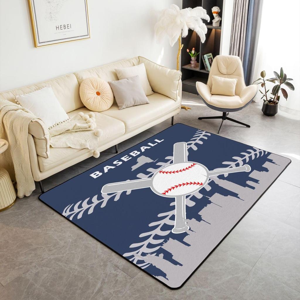 Ковер Erose Bridal Boys Baseball Area Rug 5x7 для подростков и молодежи, Ковер с изображением бейсбольной команды в подарок, Спортивные ковры для спальни, Городской ковер для помещений с тематикой бейсбола