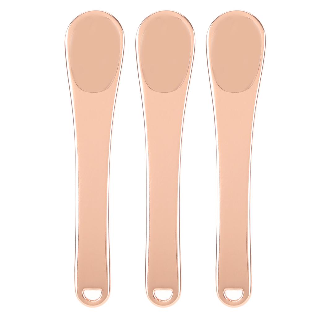 3PCS Cosmetic Spatulas Zinc Alloy Makeup Scraper Kit Metal Scoops for Face Eye Cream Rose Gold