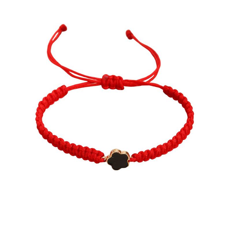 Double-Sided Five-Leaf Clover Bracelet - Handmade Woven Friendship Jewelry for Students & Couples