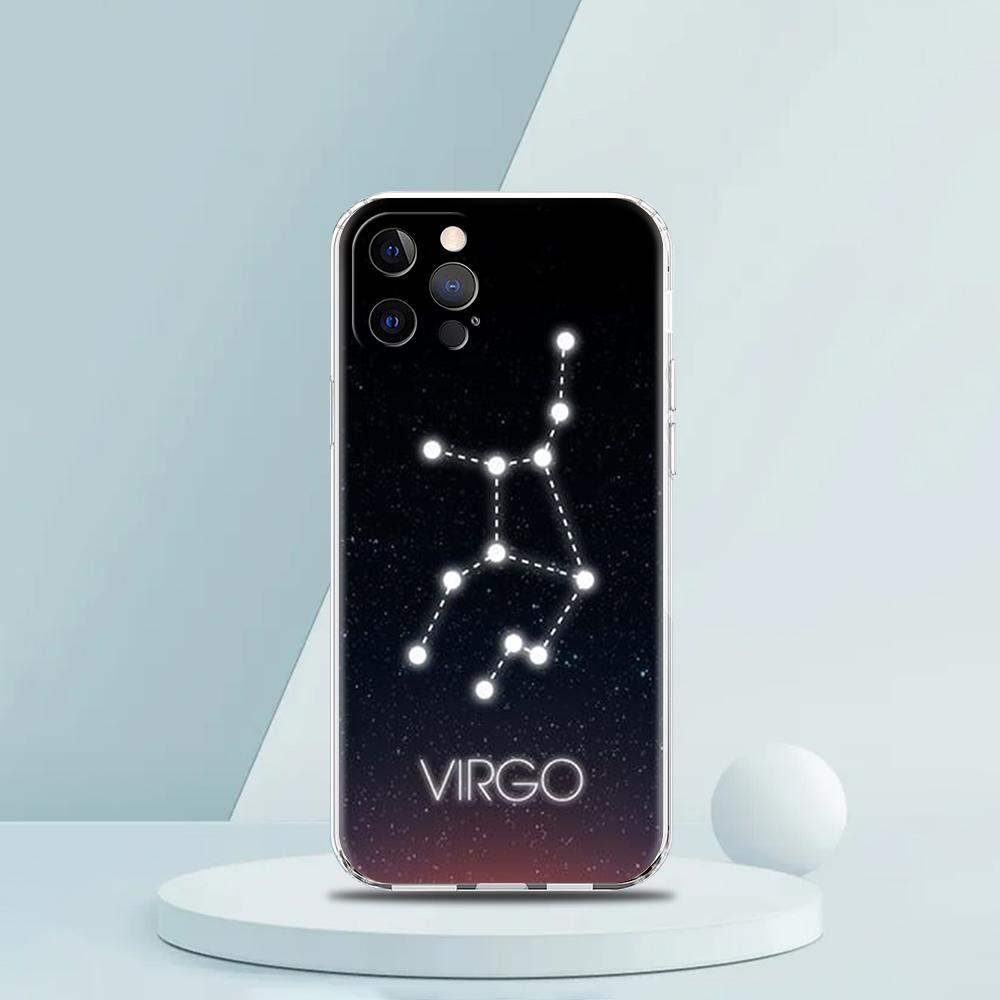 Constellation Virgo Aries Soft Transparent Phone Case for iPhone 16 15 14 13 12 11 Pro Max XR 8 7 Plus XS Max Shockproof Shell