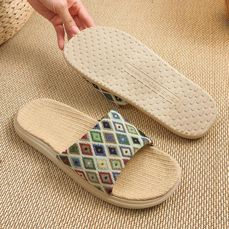 New Thick-Sole Anti-Slip Women's Linen Slippers