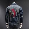 Men's Korean Style Embroidered Denim Jacket - Trendy, Loose, Casual for Spring and Autumn.