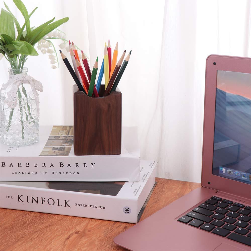 Large Capacity Wooden Pencil Holder Natural Pen Holder Cup Stationery Desk Organizer  Friend