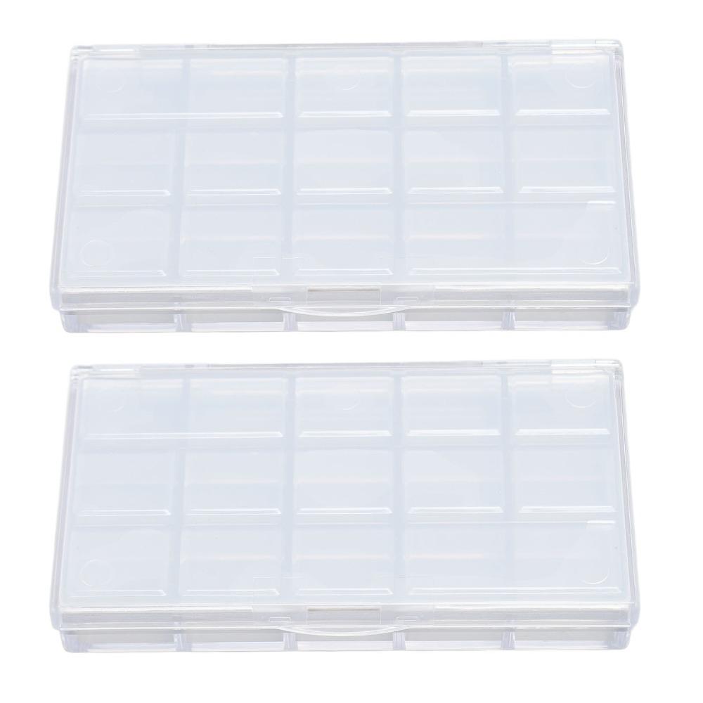 2PCS Transparent Paint Box Plastic Art Pigment Container  Daily Art Class Arrangement Paint Box