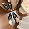 French Bow Bag Head Cool Slippers Women's Summer Wear 2025 New Fairy Style Flat Half Slippers Fashion Sandals