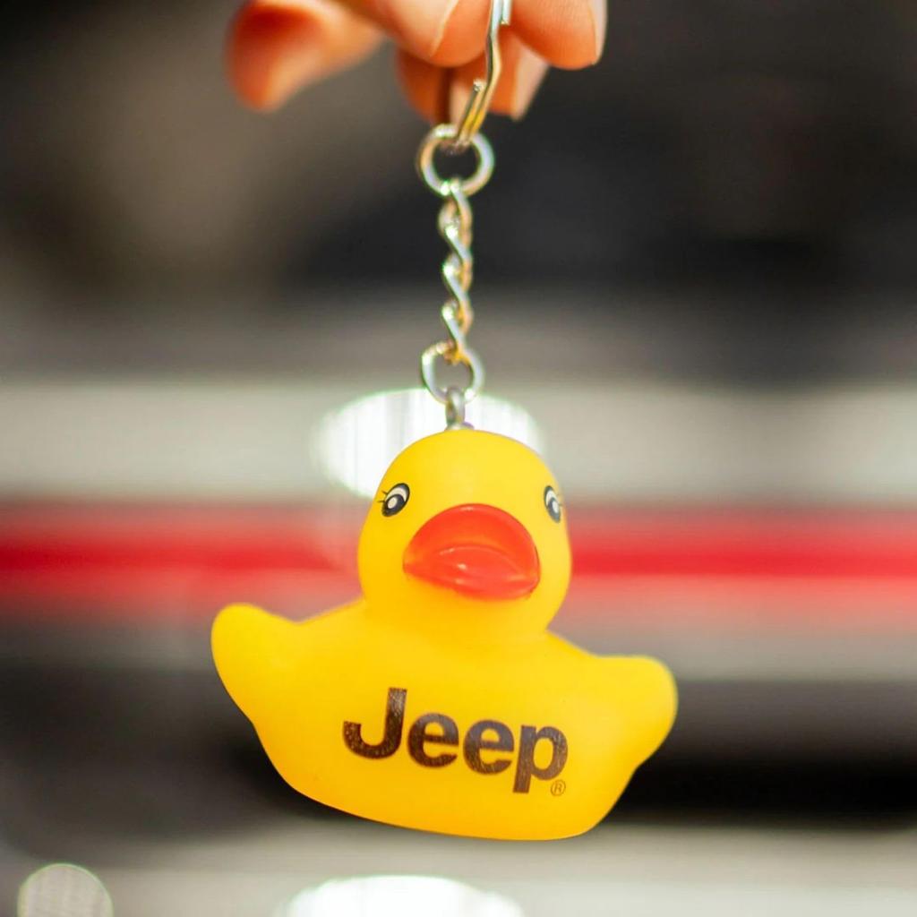 Jeep Rubber Duck Keychain - Squeaky Yellow Duck Keyring, Official Merchandise, Golden Yellow, 2 X 2.25 X 2", Goldenyellow